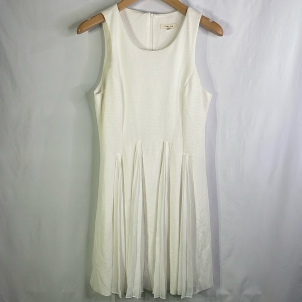 Just Me white knit, and chiffon pleat sleeveless dress